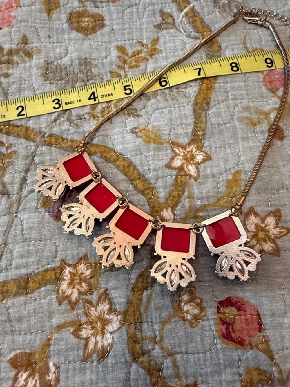 Source Unknown Red and Blue Crystal Statement Necklace - Picture 3 of 3